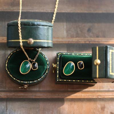 China Cute PJ-C263 Stunning Green Hot Selling Products And Black Stone Pendant Necklace Earring Set Jewelry Set for sale