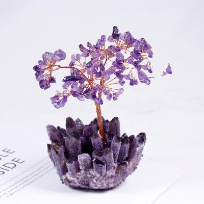 China PJ-C184 Luxury Natural Amethyst Tree Of Life Amethyst Home Decoration Stone Home Decor Handmade Jewelry for sale