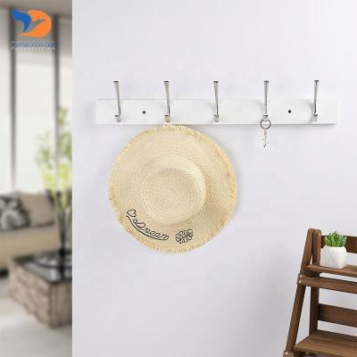 China Sustainable Popular Home Storage Wooden Coat Hanger Wall Mount 5 Hooks For Key Coat Rack for sale