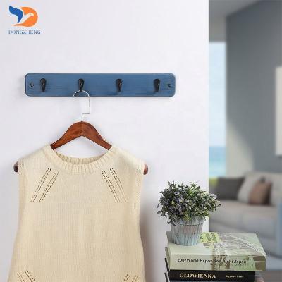 China High Quality Dark Blue Natural Wooden Wall Corner Hooks Hangers Sustainable For Home Storage for sale