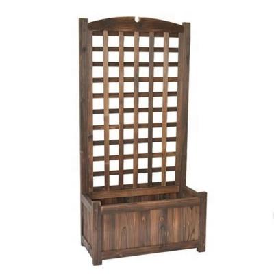 China With Wooden Trellis Garden Planter Boxes With Trellis Antique Burnt Brown for sale