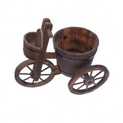 China Large Barrel Garden Planter Wooden Tricycle Planters , Patio Tricycle Planters for sale