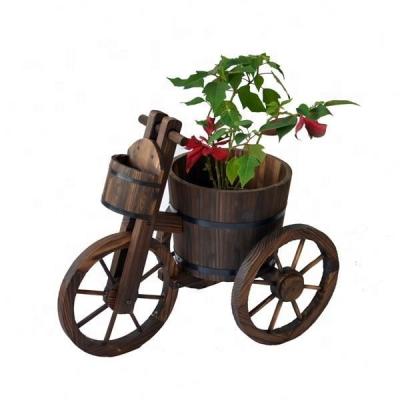 China Move Freely Antique Wooden Garden Cart Planters Wheelbarrow Planters for sale