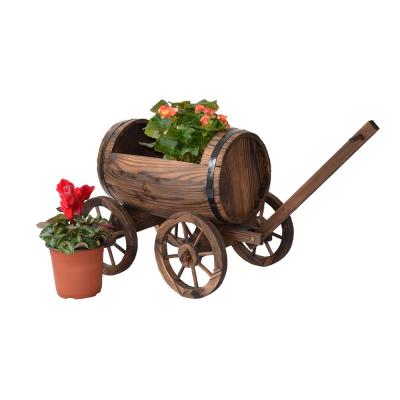 China Backyard Deep Cart Cedar Wood Garden Planter Carts Wooden Container Planter Boxes for sale