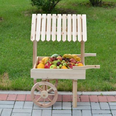 China Free Moving Wooden Patio Planter Carts Garden Flower Cart Planters for sale