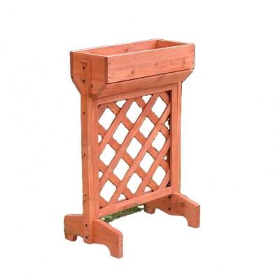 China American Style Raised Planter Box Wood Stain Red With Lattice for sale