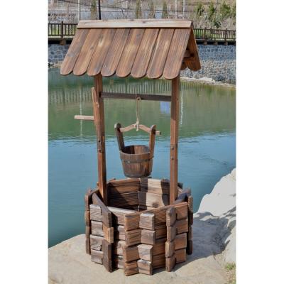 China Backyard Patio Flower Old Fashioned American Style Wooden Wishbone Planters Planting Barrel Pots for sale