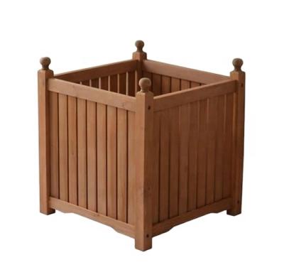 China American Style Wood Planter Boxes Stain Oak Finish Square Wood Flower Boxes Indoor Outdoor Patio Planters for sale