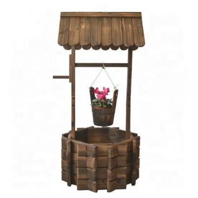 China American Style Wood Wishing Well Planter Garden Balcony Decorative Planters for sale