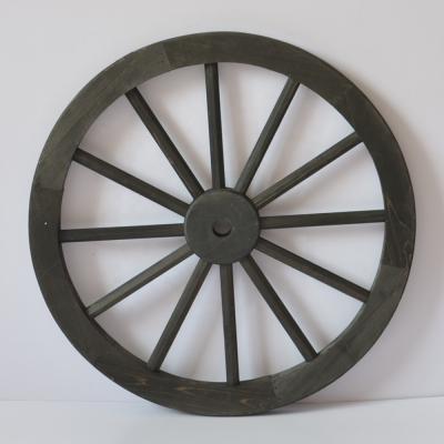 China Antique Wood Wheels with Hub Axle Flame Burnt Brown with Metal Strip Reinforced for sale