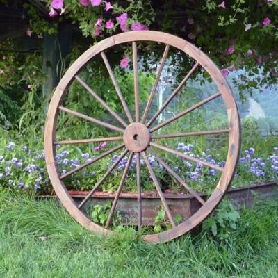 China Wooden Wooden Wheels 42inch, 36inch, 24inch Flame Burnt Brown for sale