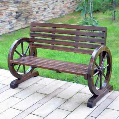 China Southwestern Patio Wood Backyard Bench Garden Wheels Wood Chair for sale