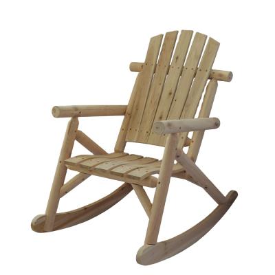 China Chinese Curved Wooden Seat Rocking Chair Cedar Wood Patio Log Rocker for sale