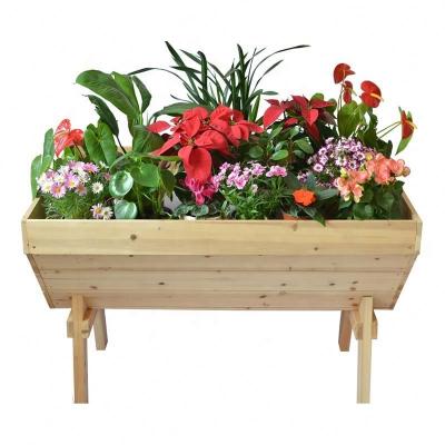 China Plant Unfinished Cedar Wood Deep Container 48 Inch Raised Garden Tables Balcony Patio Flower Planter for sale