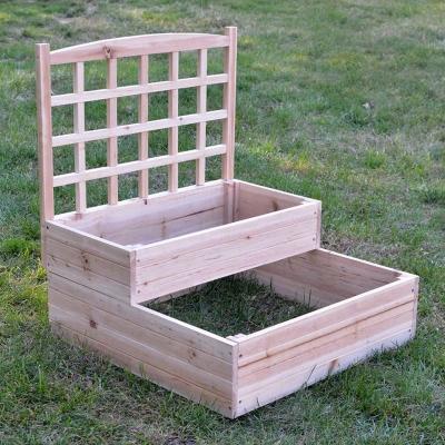 China With Trellis Raised Wooden Garden Planting Beds With Trellis Double Row Design for sale