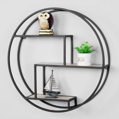 China Round Matte Black Square Metal Floating Shelf Floating Shelf For Living Room Wall Decor for sale