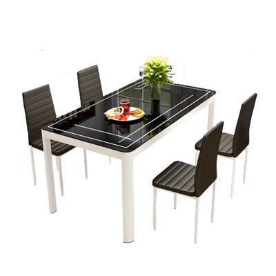 China Small dining table steel frame apartment dining table (the other) adjustable modern minimalist square dining table and chair combination tempered glass for sale