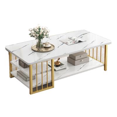 China Modern minimalist creative living room bedroom (the other) Faux marble coffee table adjustable apartment small round single double-layer small table for sale