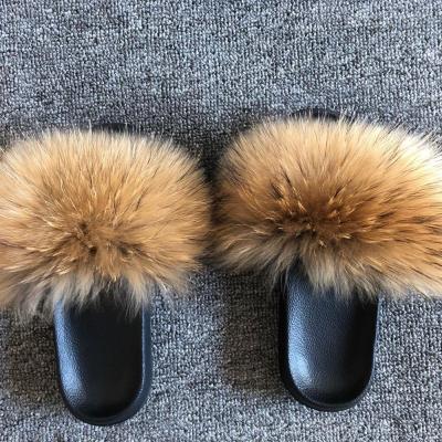 China Sale Fur Slippers Women Fox Light Warm Home Fluffy Comfort With Feathers Summer Furry Flats Ladies Shoes Size 45 Soft Home for sale