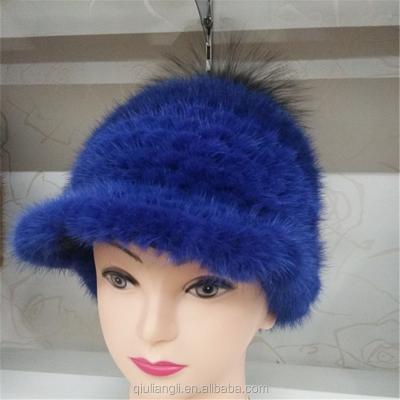 China China Factory COMMON Wholesale Hand Knitted Real Mink Fur Hats With Fox Fur Pom Pom Balls for sale