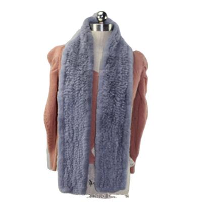 China Wholesale Ladies Long Style Rex Rabbit Fur Muffler Genuine Fur Scarf for sale