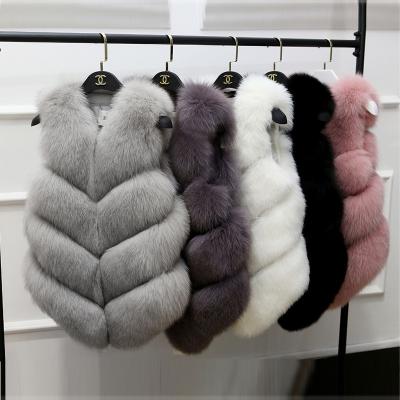 China Plus Size Warm Winter Thick Warm Fur Vests Faux Coat Female Faux Fox Fur Vest Midum Coats Long Vest Jacket Outerwear Women for sale