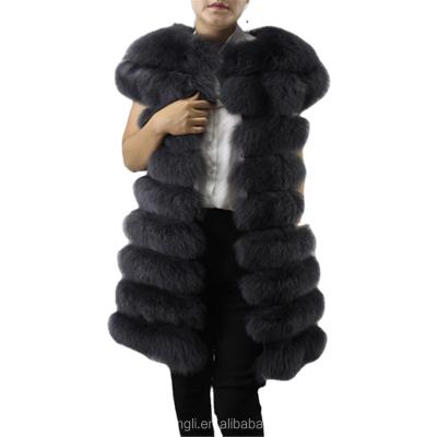 China Wholesale Price Women Real Fox Sustainable Fur Vest Genuine Fur Vest With Removeable Length for sale