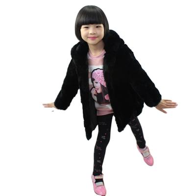 China 2018New Viable Autumn Winter Children Girls Warm Rex Rabbit Fur Coat Jacket Genuine Long OUtwear With Hood for sale