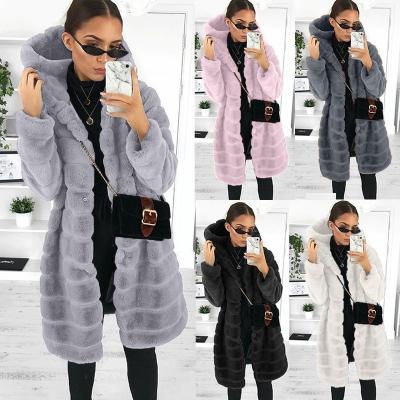 China Wholesale 2021 Autumn And Winter Faux Fur Faux Fur Otter Hat Long Coat Ladies' Plus Size Fur Coat Women's Coat With Hood for sale