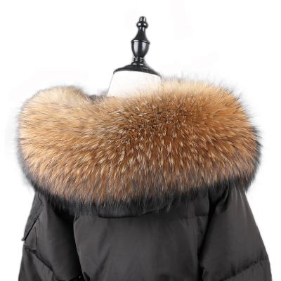 China 2021 Wholesale 2021 Wholesale Real Raccoon Real Fox Fur Collar Large Winter Scarf Shawl Woman Decoration Shawl Warm Neck Scarf for sale