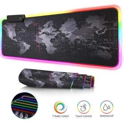 China High Plain Map RGB Gaming Mouse Pad Printed Large Natural Rubber LED White Sublimation Gaming Gamer Mousepad for sale