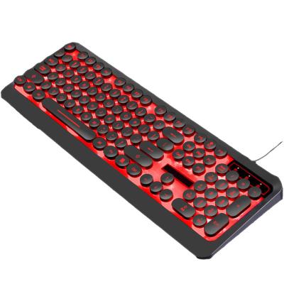 China Multimedia Key Tops Retro Backlit Round USB Keys Wired Russian English Gaming Keyboard for sale