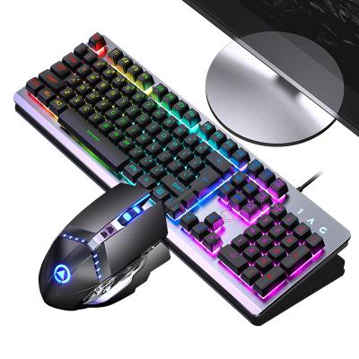 China For Gaming RGB USB Mouse Keyboard Set Rainbow LED Light Manipulator Wired Mouse Gaming Keyboard Combos for sale