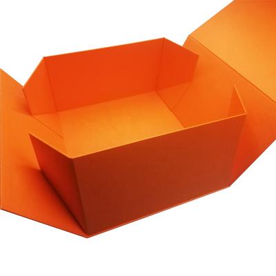 China Recyclable Customized High End Folding Gift Box, Orange Red Packaging Box, Clamshell Customized Folding Strong Magnetic Gift Box for sale