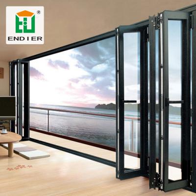 China Modern Panoramic Automatic Electric Barrier Free Aluminum Folding Glass Door UK Price for sale