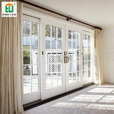 China Sliding 4 Panel Home Interior Patio French Sliding Doors For Balcony Double Glass Sliding Door With Grilles for sale