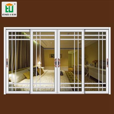 China Sliding Aluminum Sliding Door And Window Grain Design Tempered Glass Sliding Door 3 Panels European Wooden Multi Track 4 Aluminum Panels for sale