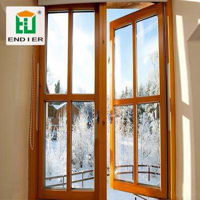 China French Gain Wooden Swing Design Aluminum Double Glazed Aluminum Windows Casement Window Price for sale