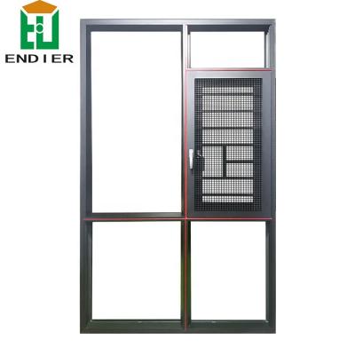 China 117series thermal break aluminum alloy casement glass window integrated swing with kingkong mesh and security openable bar for sale