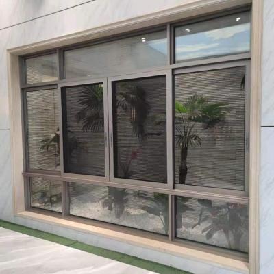 China Sliding thermal break aluminum sliding window with built-in strong mosquito net for sale