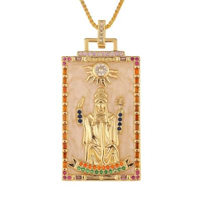 China Vintage Vintage Hip Hop Tarot Card Box Chain Men Fashion Ladies Jewelry Set Square Gold Plated Pendant Necklace Women Gifts for sale