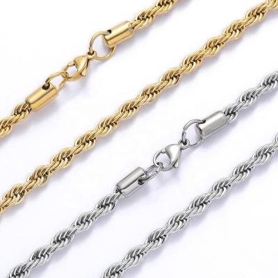 China Hip Hop FASHIONABLE Chain Accessories Necklace Stainless Steel Titanium Steel Twisted Chain 3mm Twisted Chain for sale