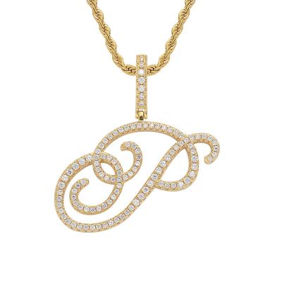 China Hiphop Fashion Hip Hop Necklaces Personality 26 Letter 18K Gold English Pendant Sliver Inlaid Zircon Pendant for sale