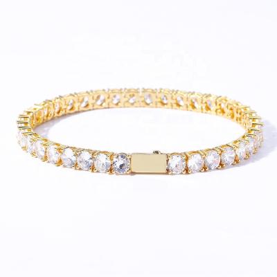 China Crystal Cubic Zirconia Diamond Tennis Chain Bracelet CZ Tennis Bracelet Women Men Simple Ice Wholesale CLASSIC Jewelry for sale