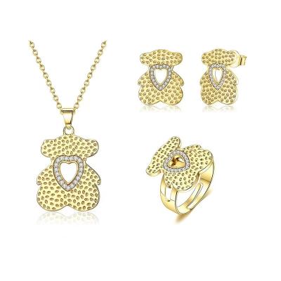 China Fashion CLASSIC Gold Plated Alloy Zinc Jewelry Set For Women Wedding Jewelry Necklace Embrace Statement Zirconia Jewelry Set for sale