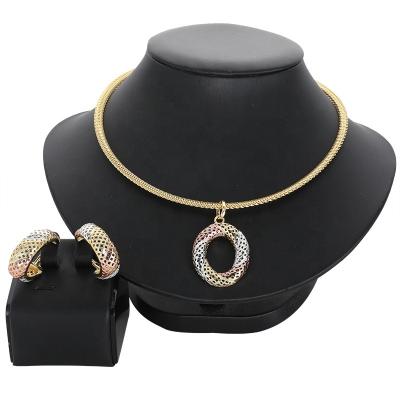 China CLASSIC Gold Plated Copper Alloy Jewelry Set Italian Brazilian Design For Women Wedding Costume Accessories Party Gift for sale