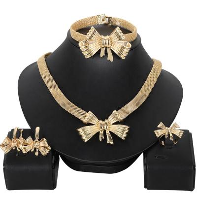 China CLASSIC 18k Gold Plated Dubai Gold Necklace Earring Set Nigerian African Jewelry Series Italian Fashion Wedding Women's Jewelry Set for sale