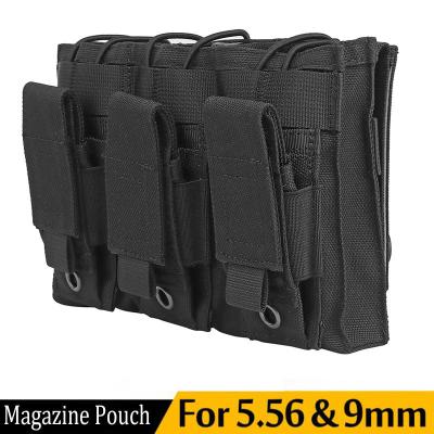 China Molle System Molle System Molle Gun Magazine Pouch Rifle 5.56mm 9mm AR 15 M4 M14 M16 AK 47 Tactical Triple Gun Mag Pouch Holster for sale