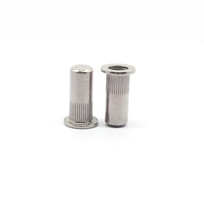 China General hot sale industry head end rivet nut narrow blind flat knurled nut stainless steel rivets nut for sale