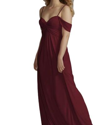 China Anti-Static Off The Shoulder Tank Top Knot Empire Waist Long Wedding Bridesmaid Dress for sale